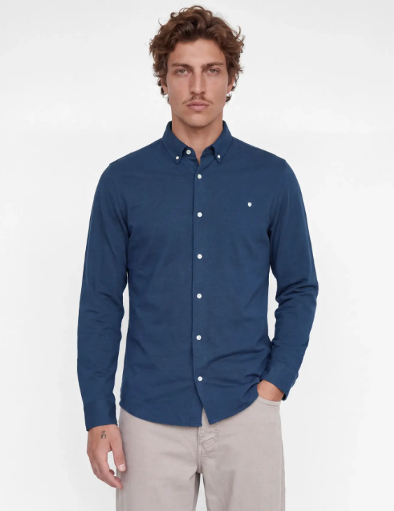 JACK & JONES Heren Overhemd Blake Pique Donkerblauw  - Afbeelding 2