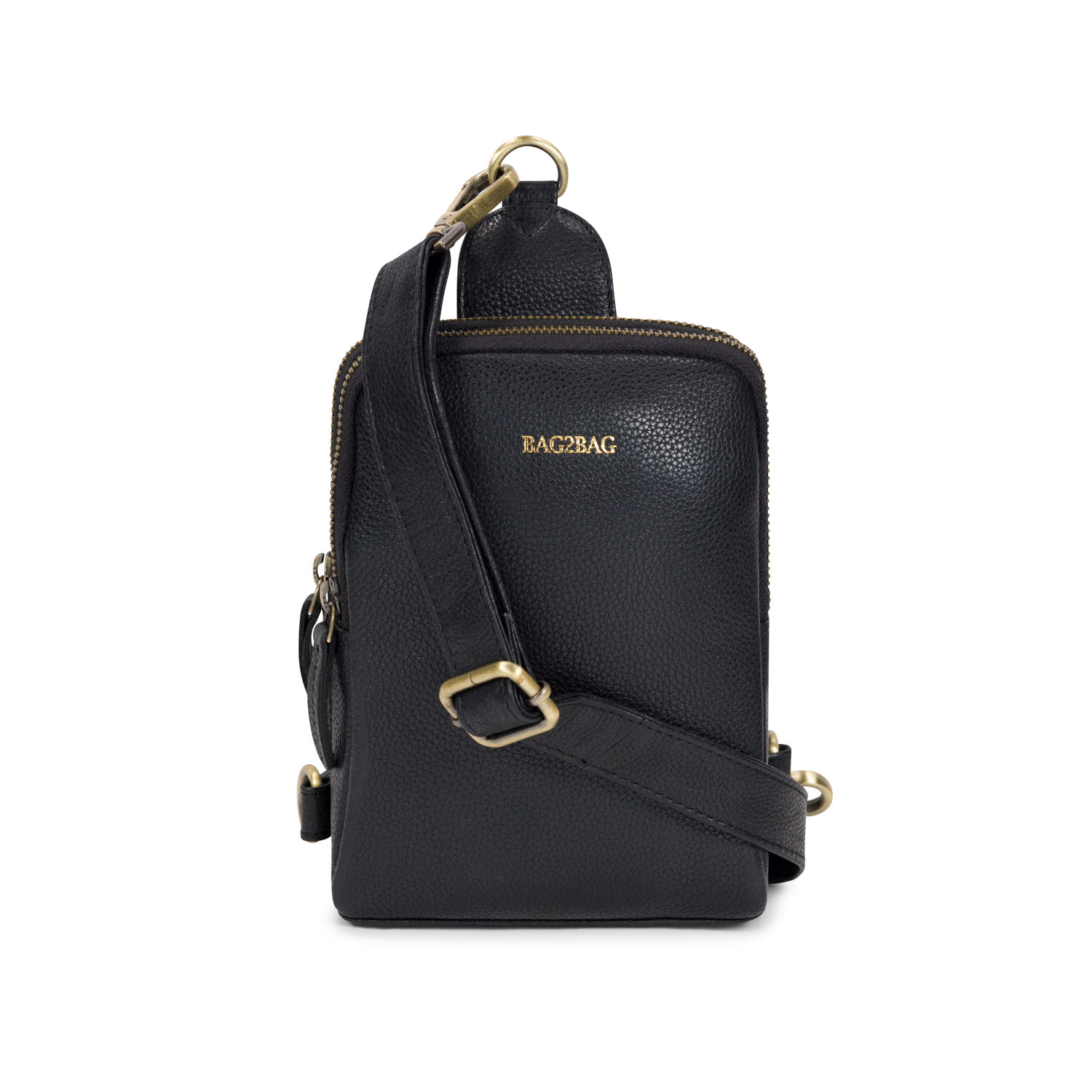 BAG2BAG Crossbody Tas Bodo Leer Zwart 