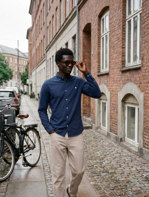 JACK & JONES Heren Overhemd Blake Pique Donkerblauw  - Afbeelding 3