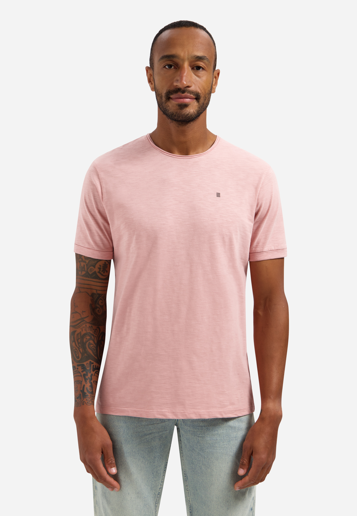 NO EXCESS Effen Heren T-Shirt Licht Roze 