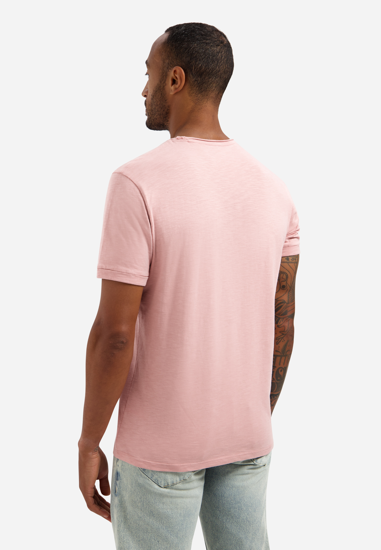 NO EXCESS Effen Heren T-Shirt Licht Roze  - Afbeelding 2