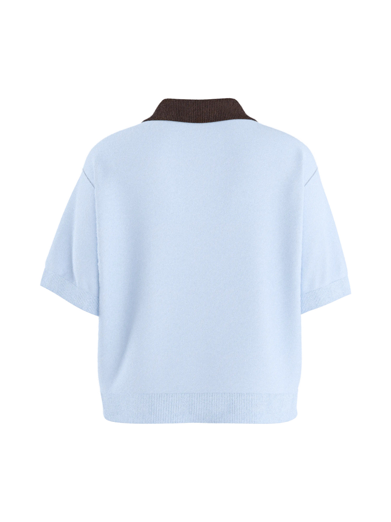 HYPEDROPE Gebreid Dames PoloShirt Sarah Lichtblauw-Donkerbruin  - Afbeelding 3