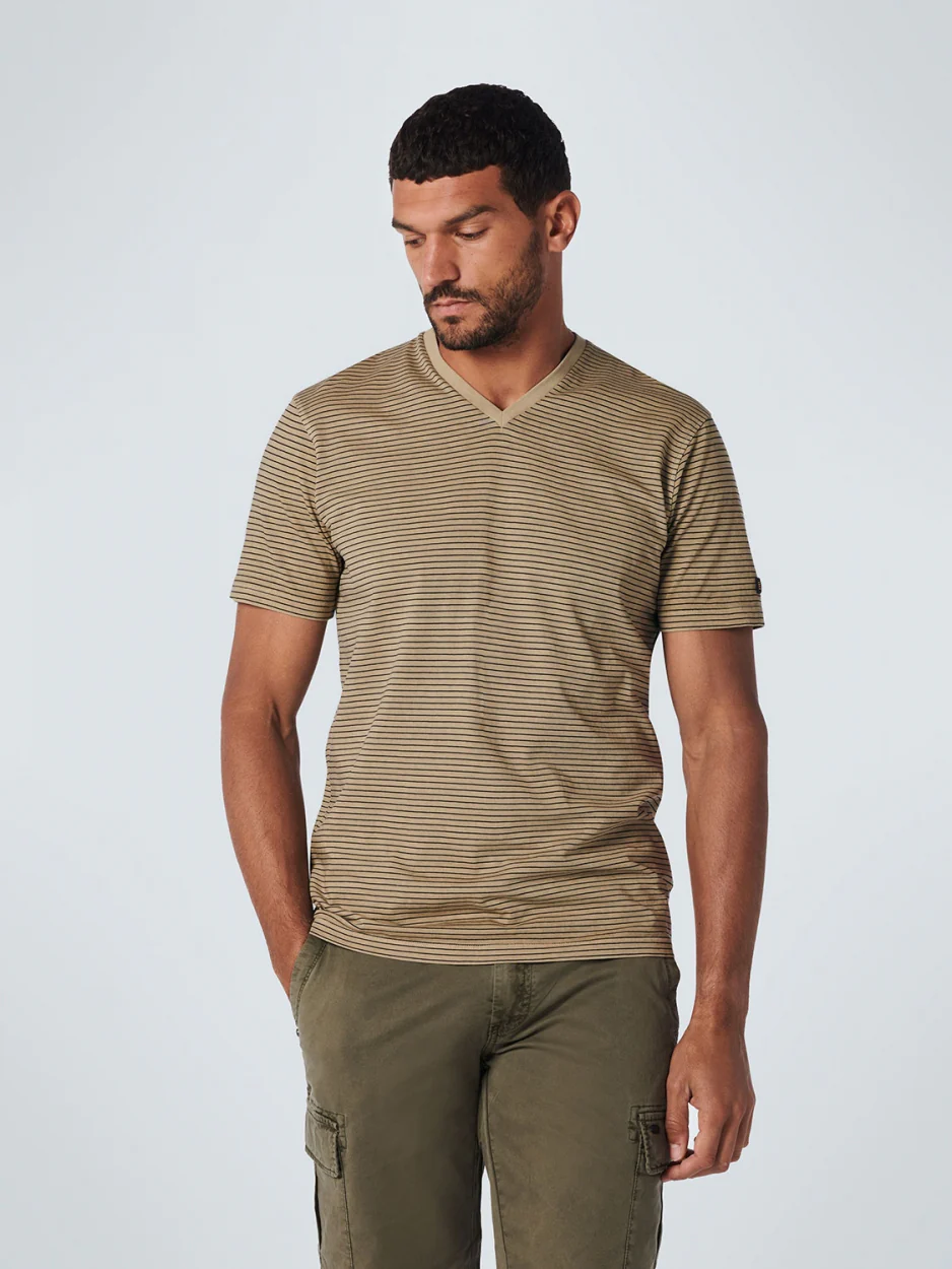 No Excess T-Shirt Gestreept Sand  - Afbeelding 3