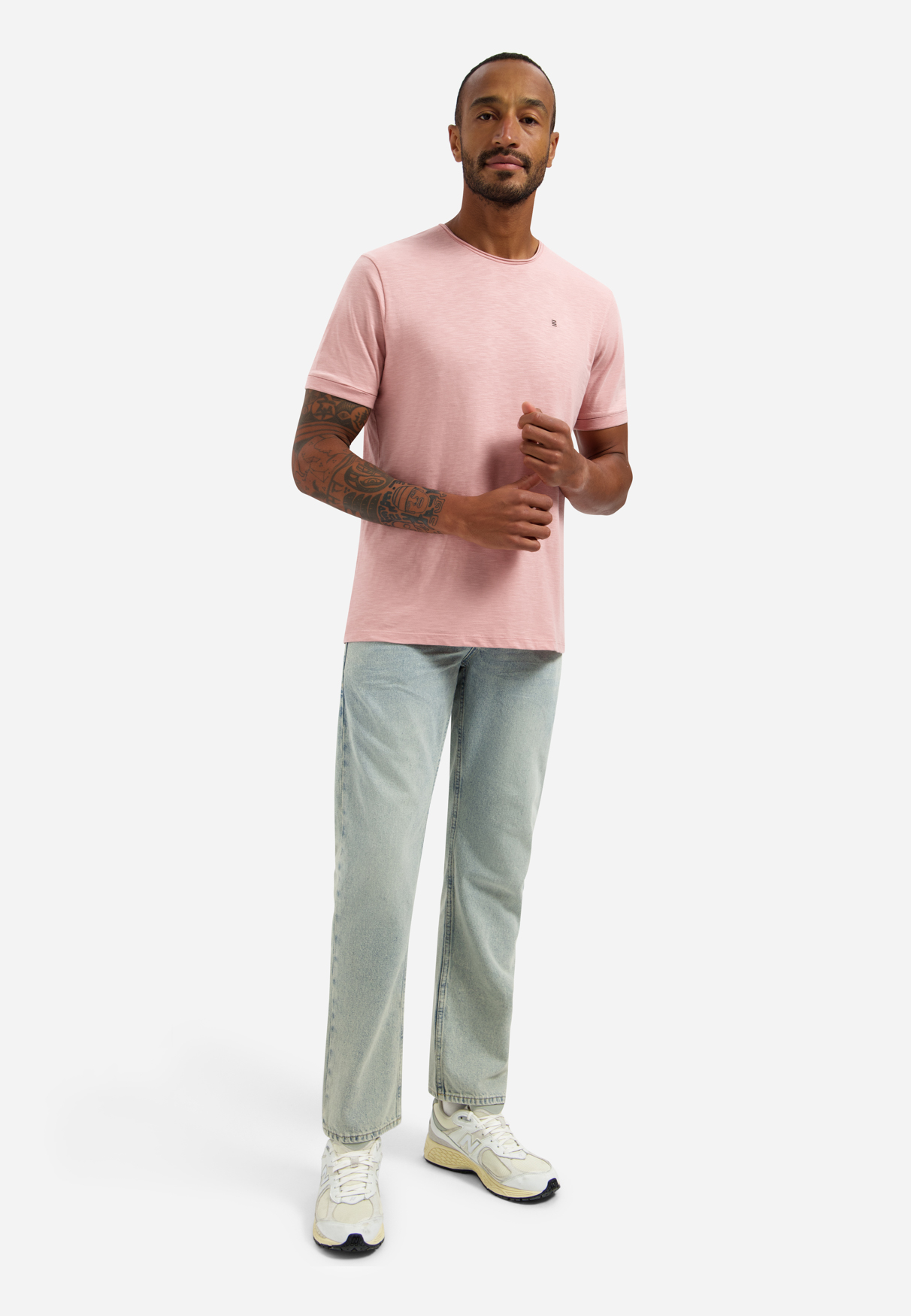 NO EXCESS Effen Heren T-Shirt Licht Roze  - Afbeelding 3