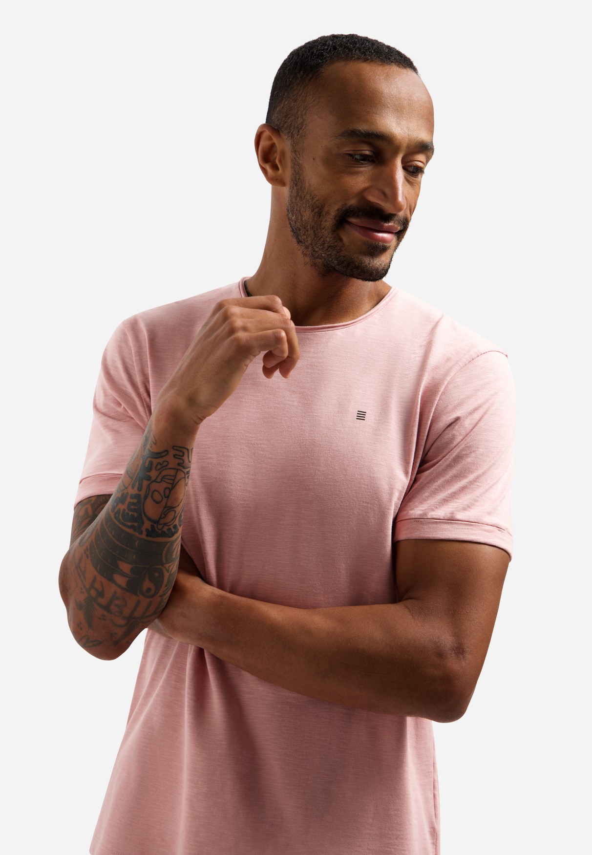 NO EXCESS Effen Heren T-Shirt Licht Roze  - Afbeelding 4