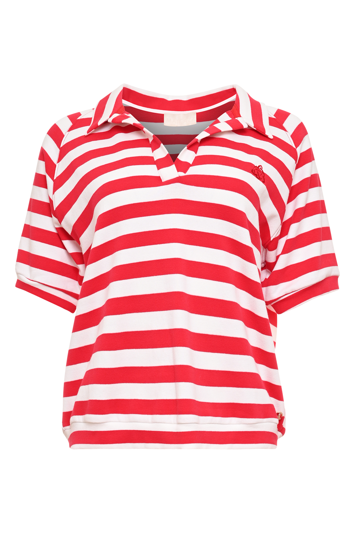 MAICAZZ Dames Poloshirt Sinca Rood-Offwhite Gestreept - Afbeelding 4
