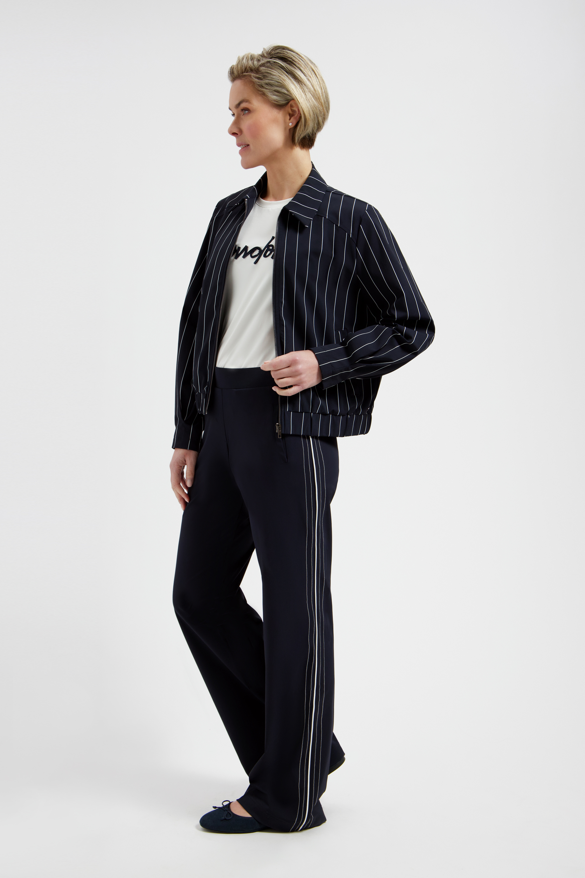 LADY DAY Dames Broek Elza Donkerblauw Met Bies 