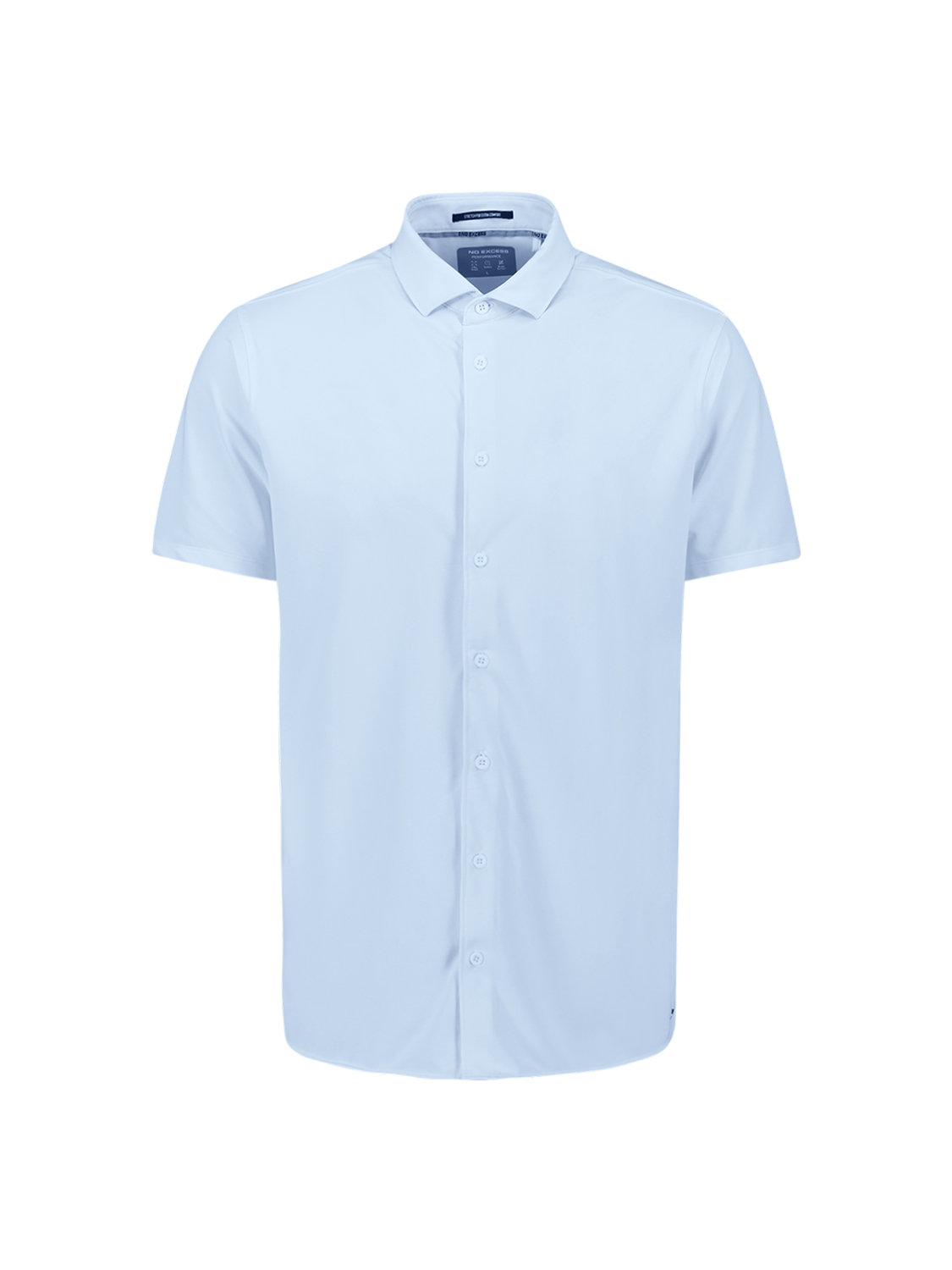 NO EXCESS Heren Overhemd Korte Mouw Jersey Sedoc Lichtblauw