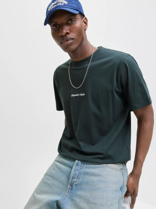 JACK&JONES Heren T-Shirt Originals Logo Donkergroen - Afbeelding 3