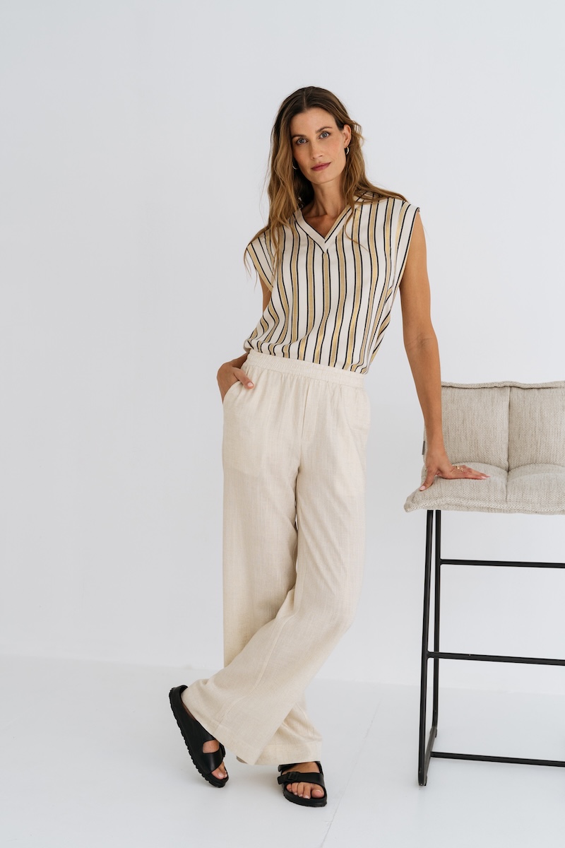 MAICAZZ Dames Top Niorte Gold Stripe 