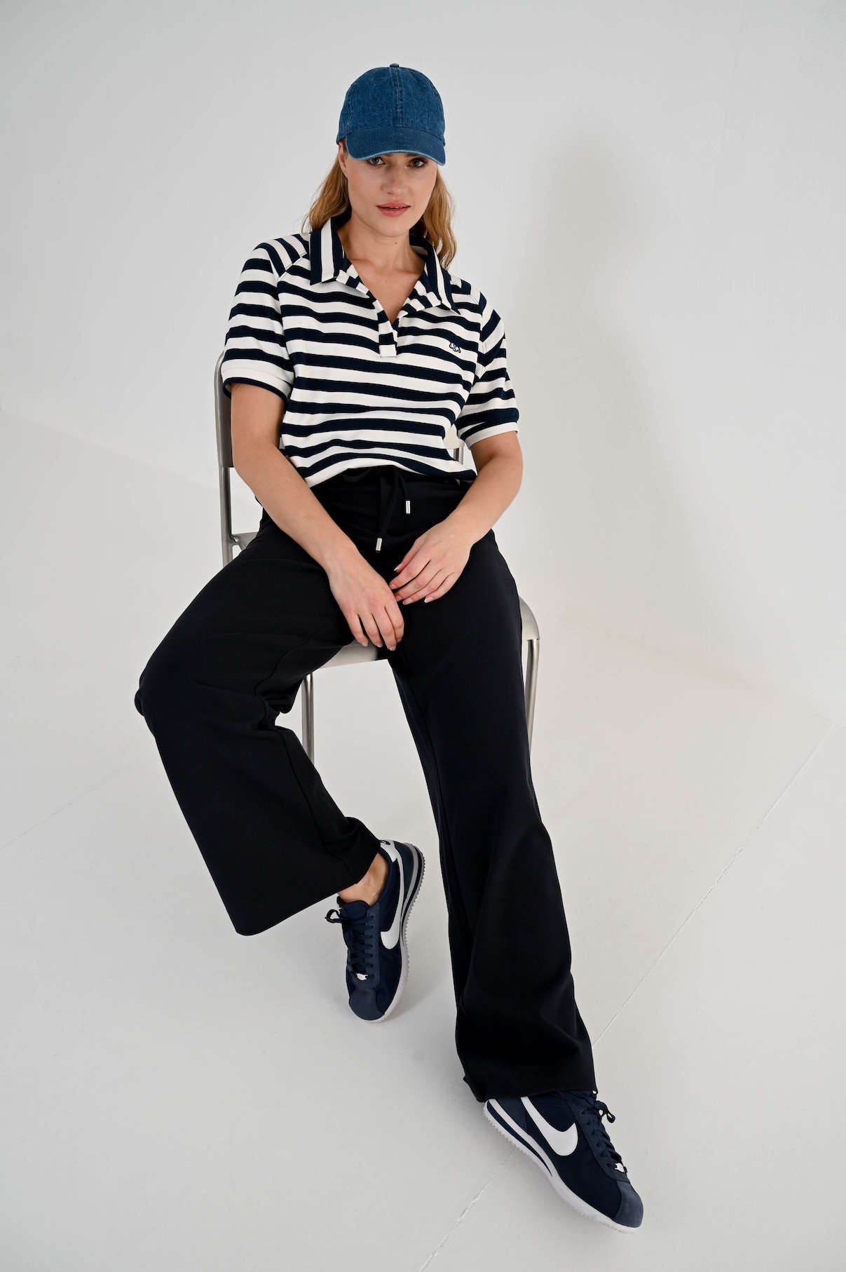 MAICAZZ Dames Poloshirt Sinca Donkerblauw-Offwhite Gestreept - Afbeelding 2
