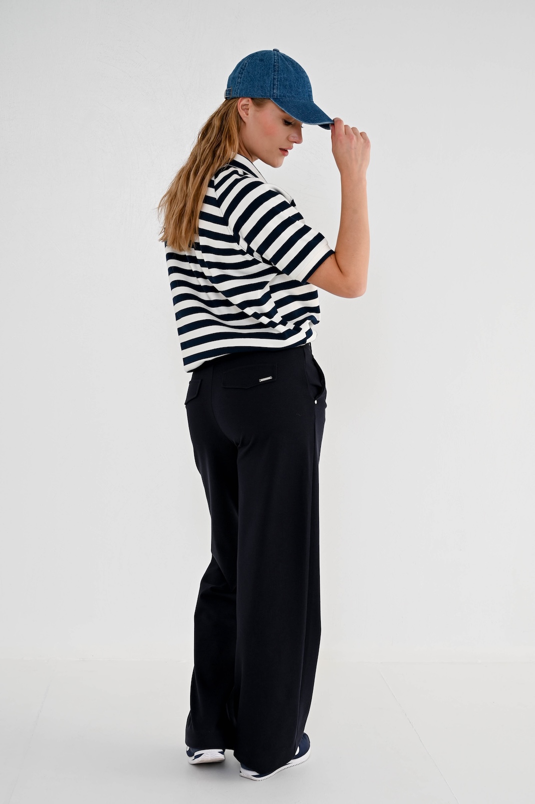 MAICAZZ Dames Poloshirt Sinca Donkerblauw-Offwhite Gestreept - Afbeelding 3