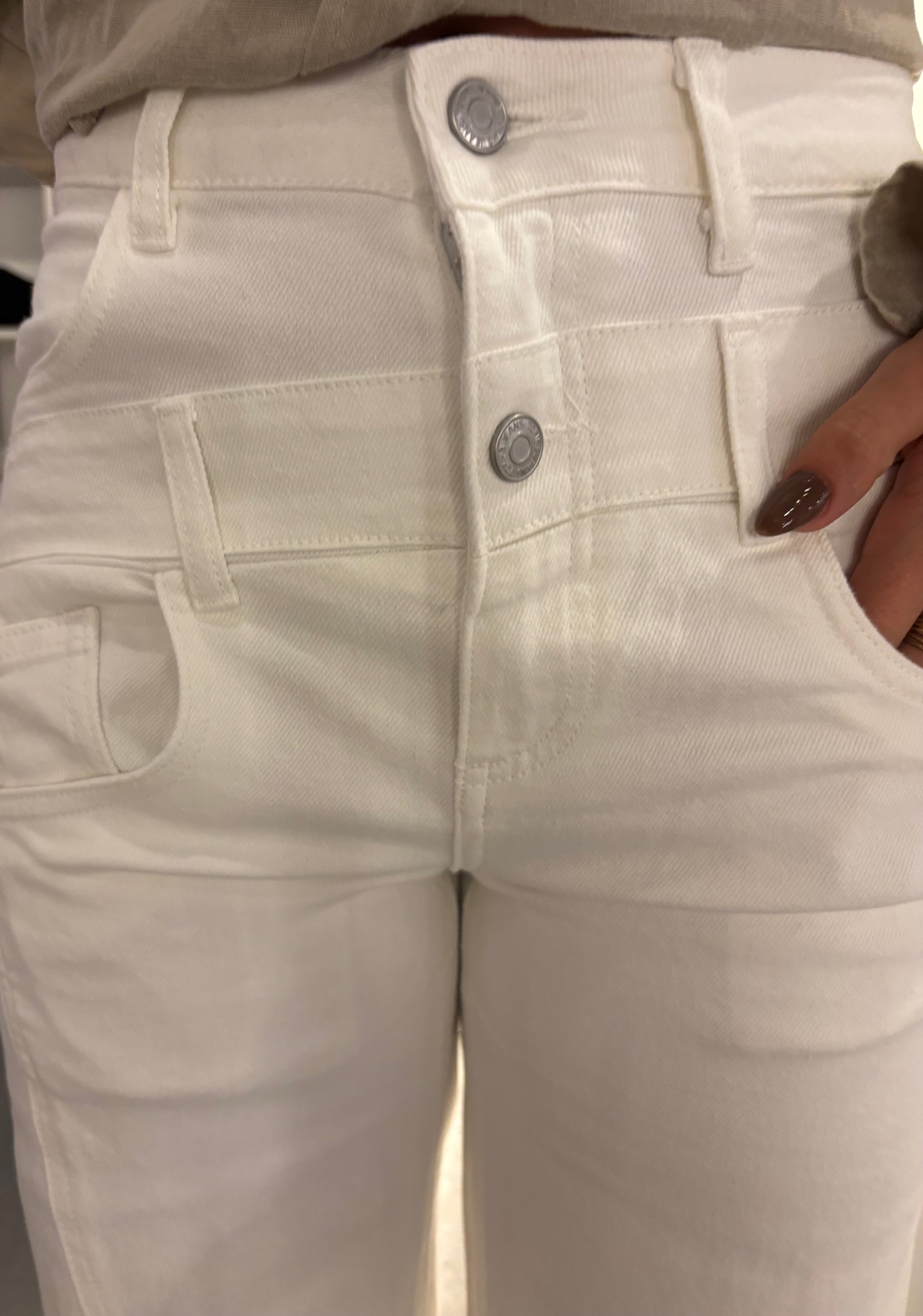 TOXIK Wide Leg Broek Dubbele Boord WIt  - Afbeelding 2