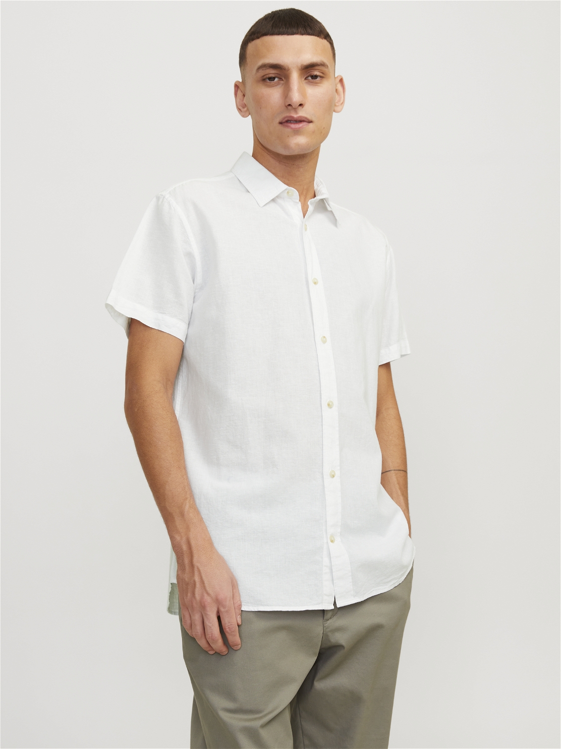 JACK&JONES Linnen Overhemd korte Mouw Wit  - Afbeelding 3