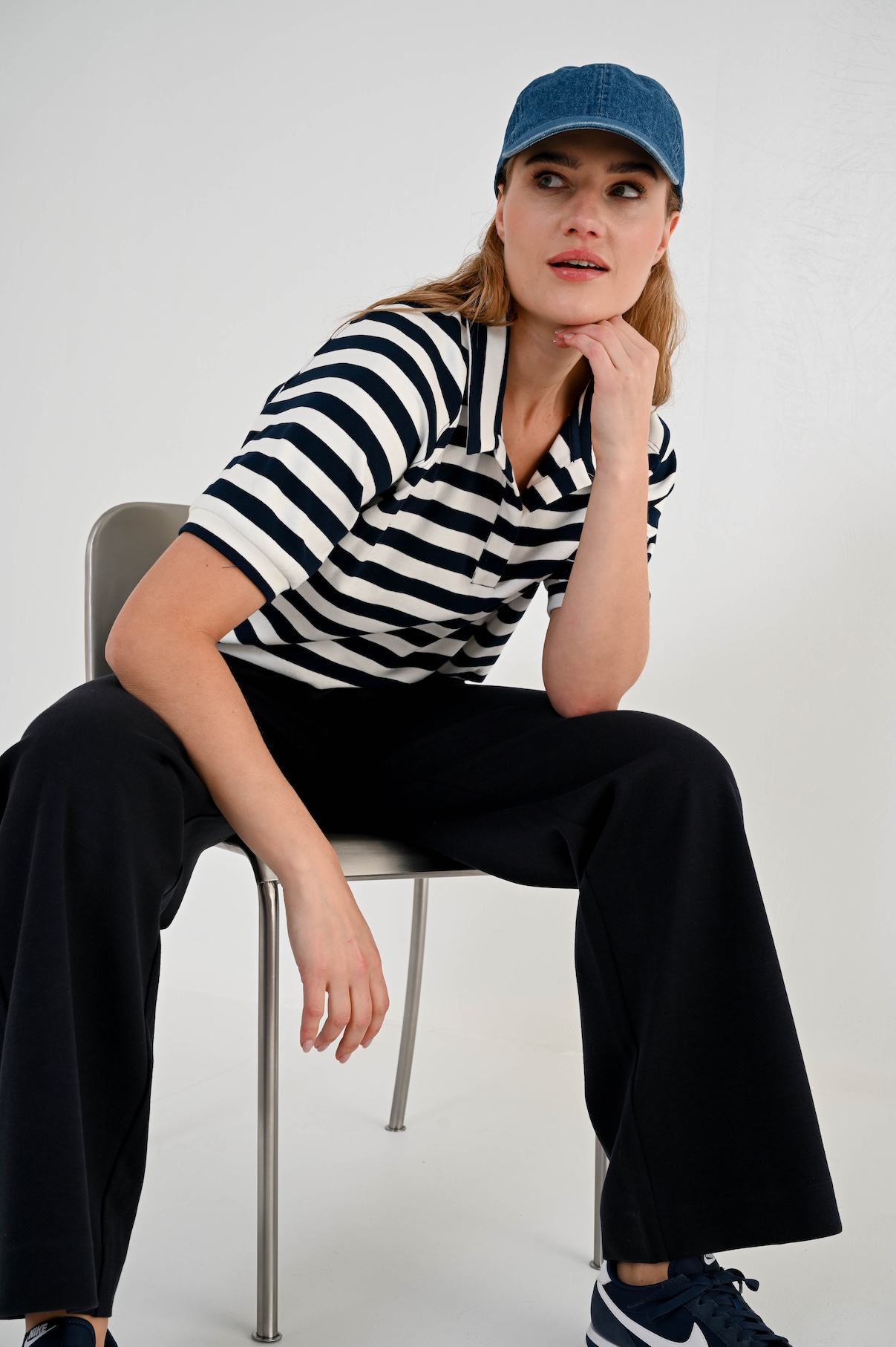 MAICAZZ Dames Poloshirt Sinca Donkerblauw-Offwhite Gestreept - Afbeelding 4