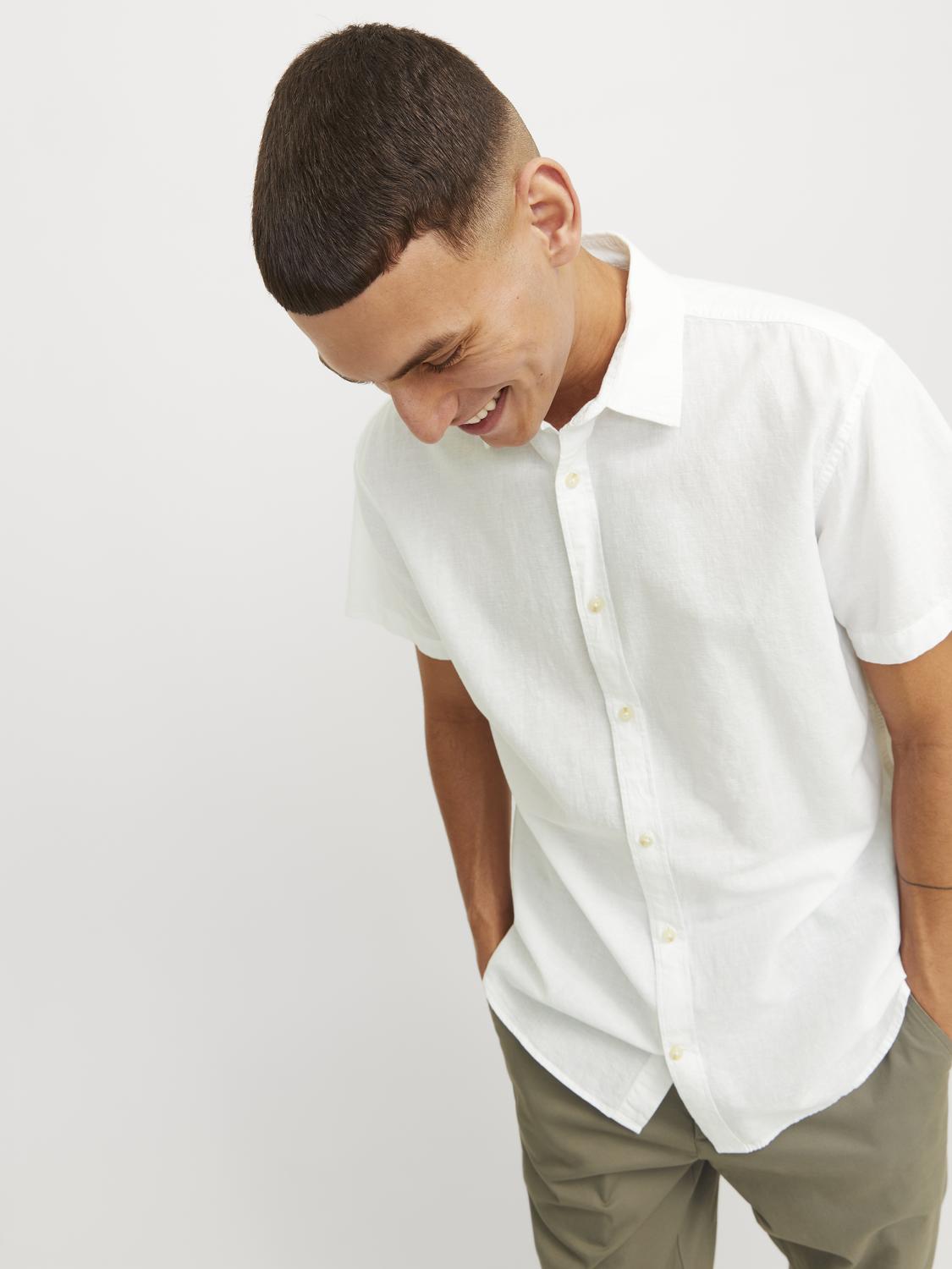 JACK&JONES Linnen Overhemd korte Mouw Wit  - Afbeelding 7