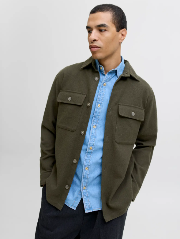 JACK&JONES Heren Overshirt Rayle Donkergroen