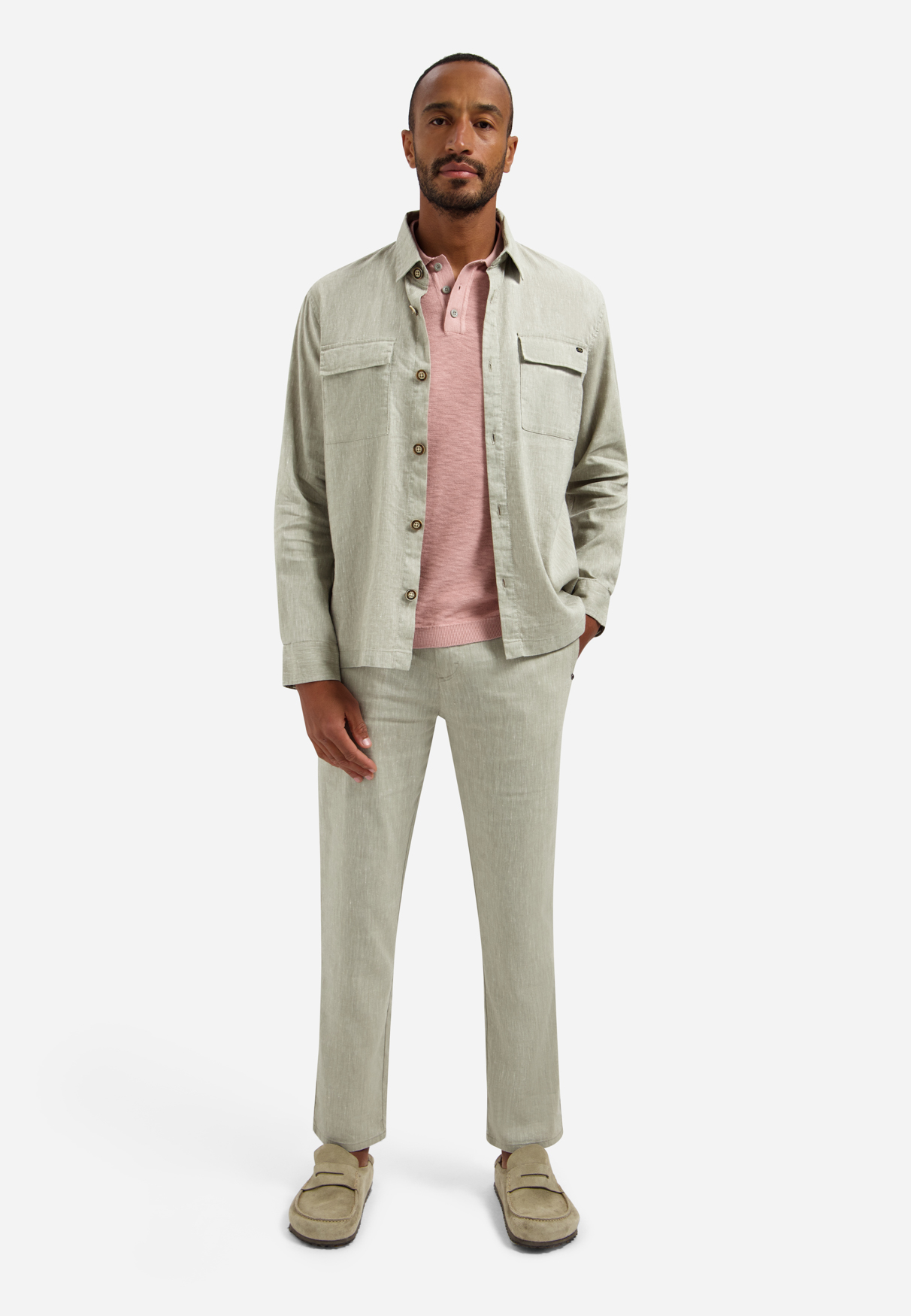 NO EXCESS Gebreid Heren Poloshirt Roze  - Afbeelding 4
