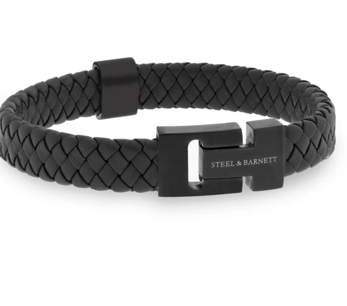 STEEL&BARNETT Herenarmband Harrison Black Edition Zwart 