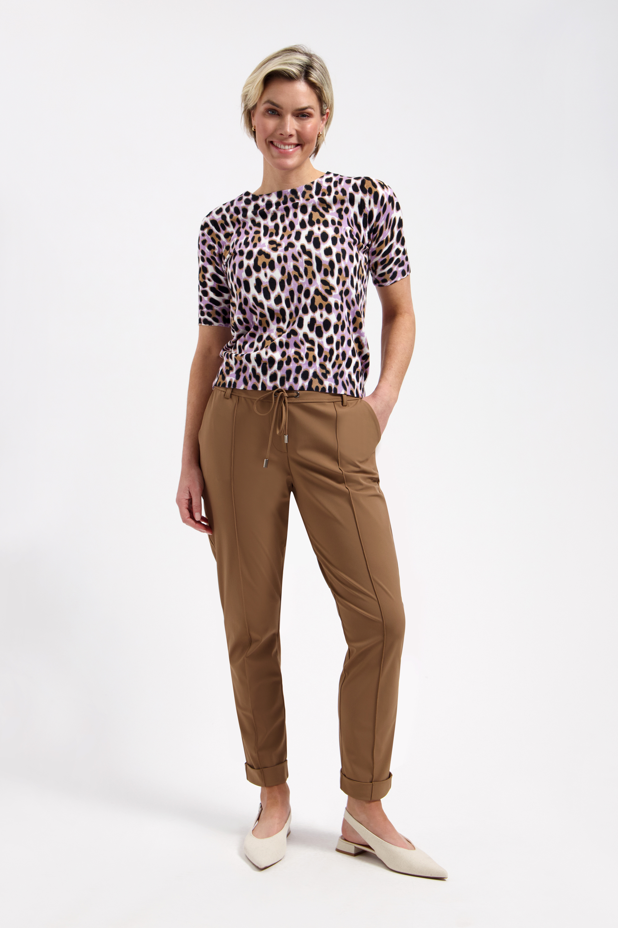 LADY DAY Dames Trui Korte Mouw Sage Sutton Print Lila - Afbeelding 3