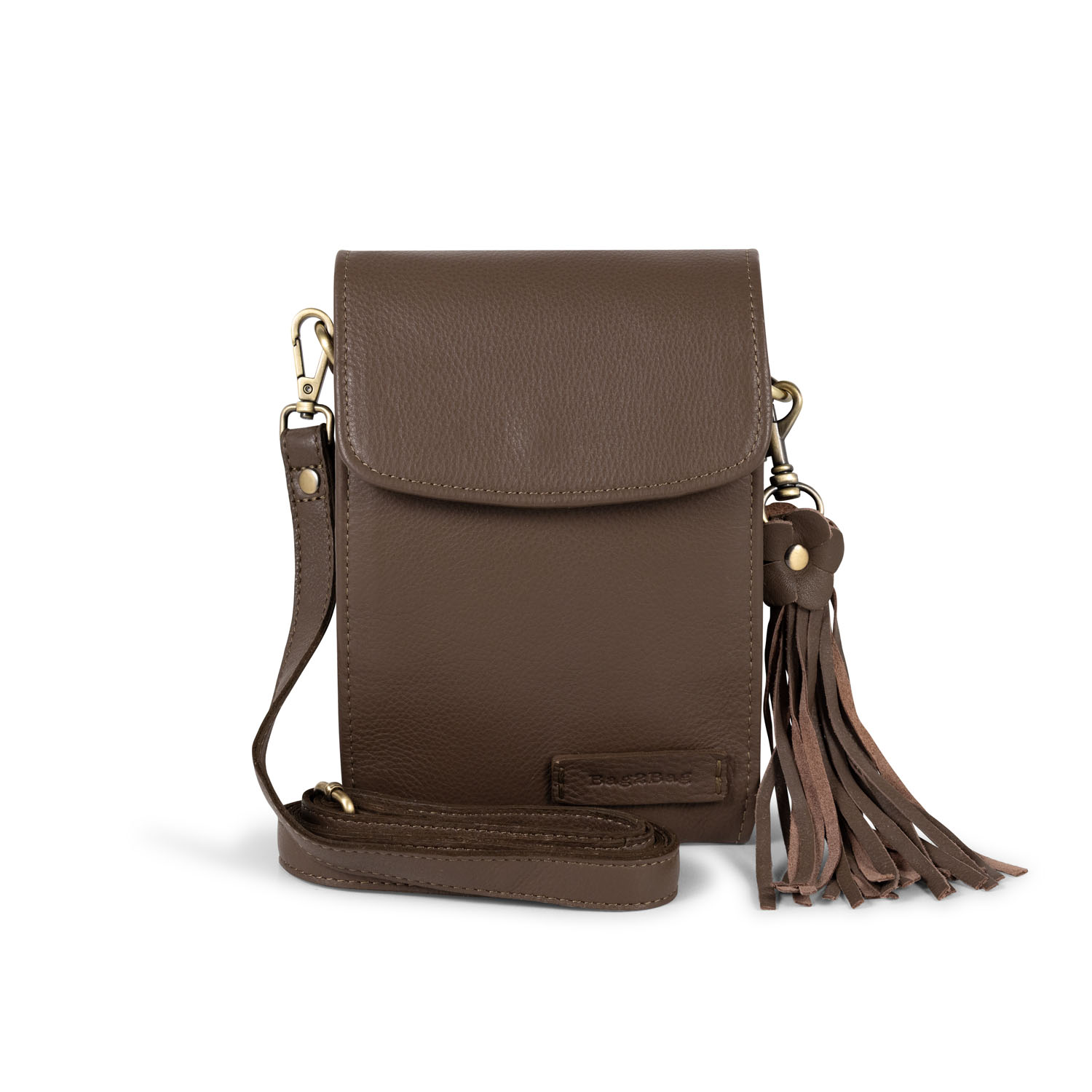 BAG2BAG Leren Crossbody Tas Bali Dark Stone 