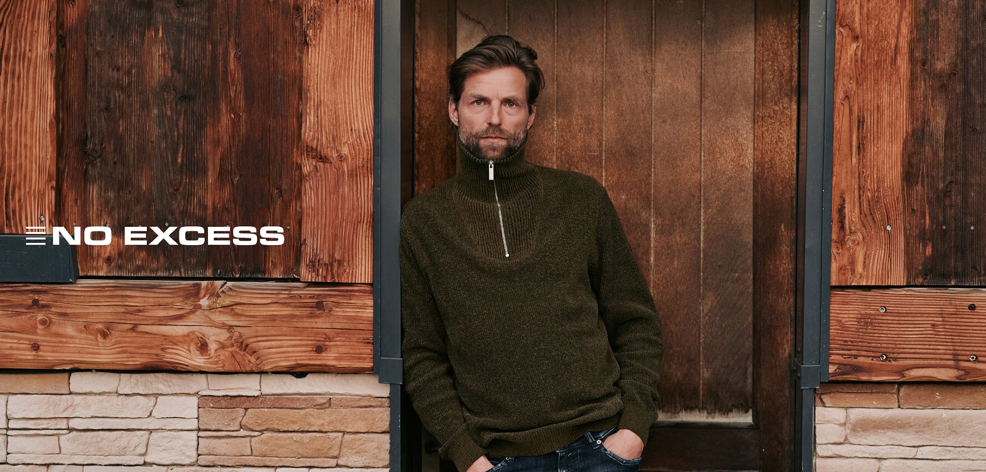 NO EXCESS Heren Pullover Half Zip Moss - Afbeelding 6