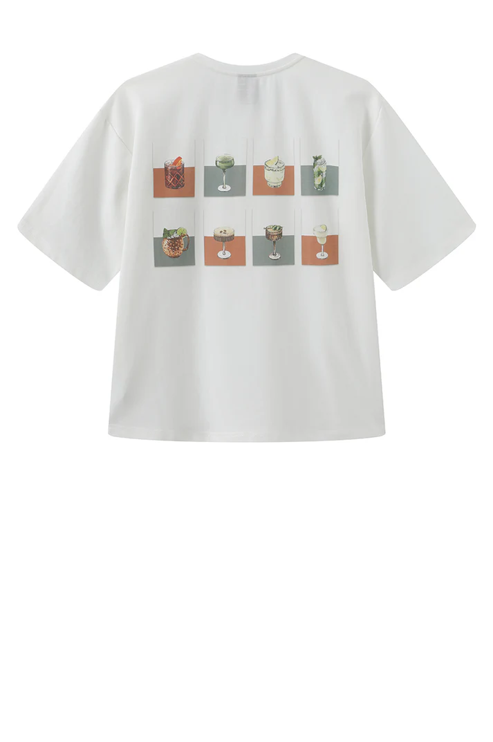 ONE TWO LUXZUZ Dames T-Shirt Barmenu Cream - Afbeelding 2