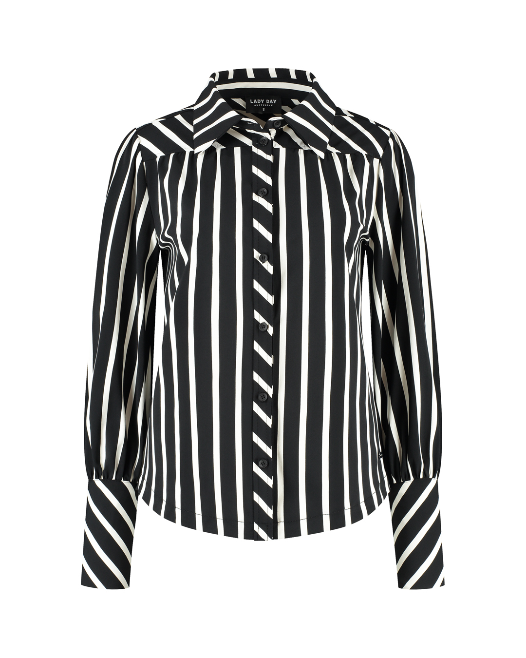 LADY DAY Dames Blouse Bente Zwart-Wit Gestreept - Afbeelding 3