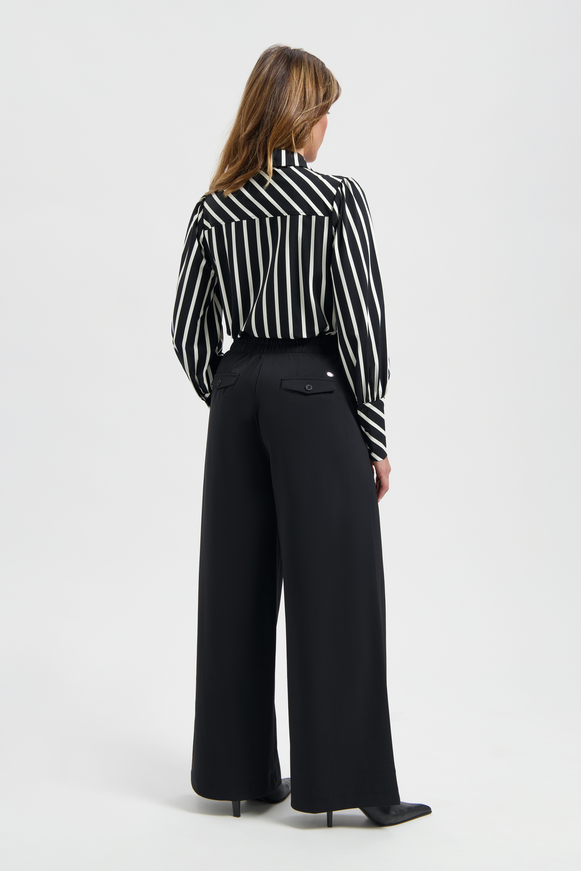 LADY DAY Dames Blouse Bente Zwart-Wit Gestreept - Afbeelding 2