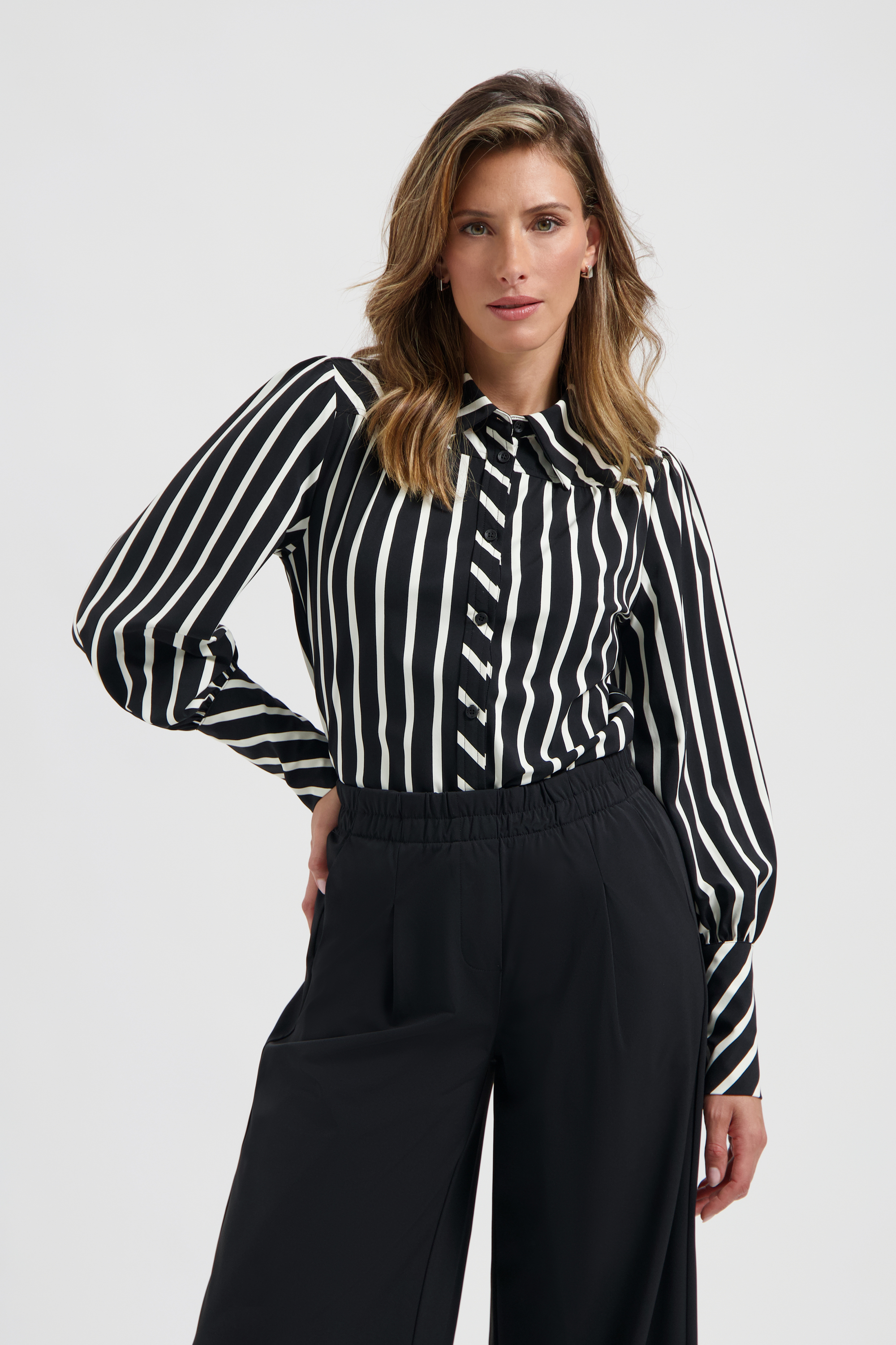 LADY DAY Dames Blouse Bente Zwart-Wit Gestreept