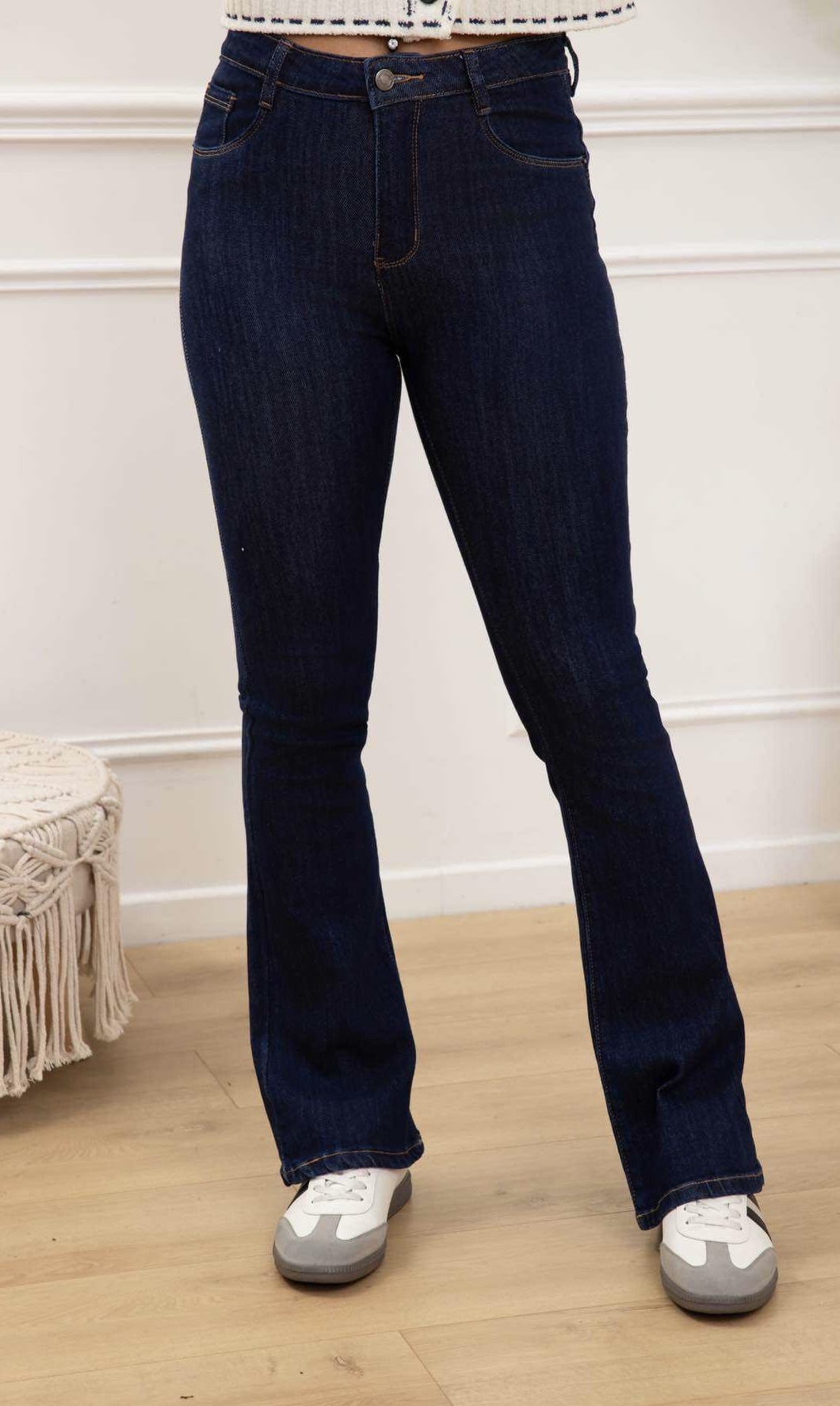 FOLYROSE Dames Spijkerbroek Flared Dark Denim 