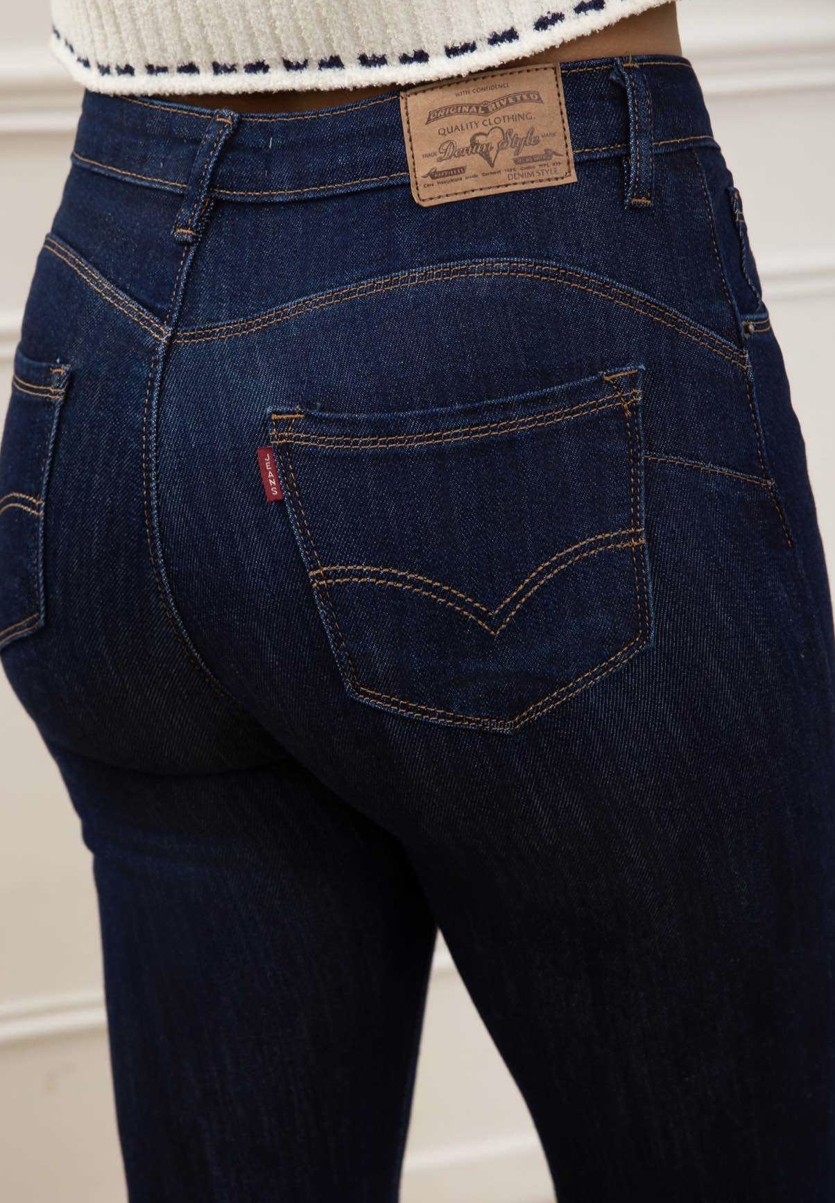 FOLYROSE Dames Spijkerbroek Flared Dark Denim  - Afbeelding 3
