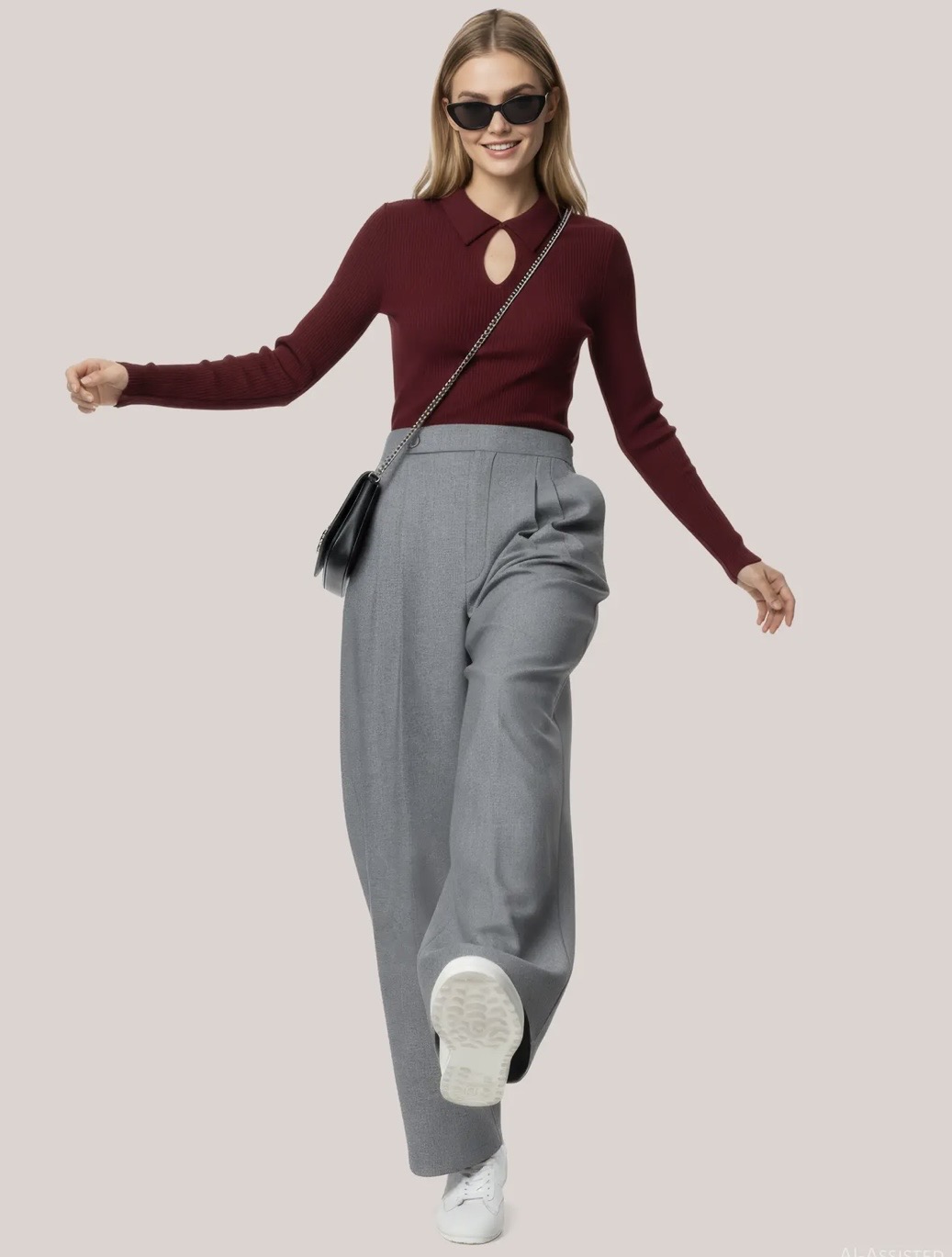 HYPE DROP Dames Top Naomi Bordeaux Rood  - Afbeelding 3
