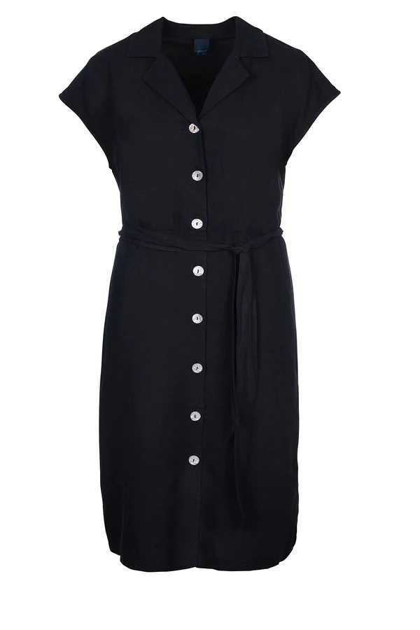 ONE TWO LUXZUZ Linnen Jurk Jacinion Black 