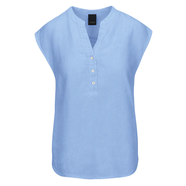 ONE TWO LUXZUZ Linnen Top Kikantia Chambray Blue 