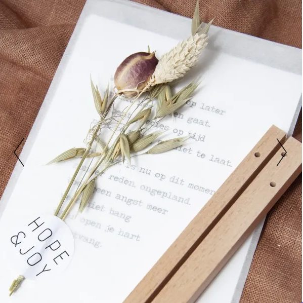 HOPE & JOY 4 Inspiratiekaarten Met Houten Houder 