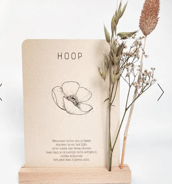 HOPE & JOY Kaartenset Hoop-Vreugde-Intentie Met Houten Houder - Afbeelding 2