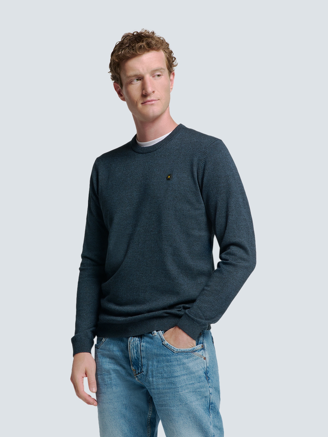 NO EXCESS Heren Trui Tweekleurig Timeless Basic Blauw  - Afbeelding 3