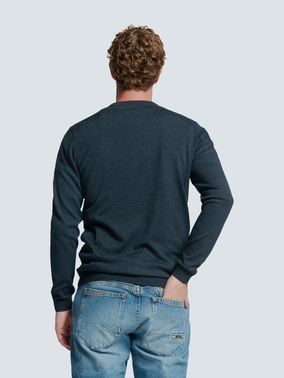 NO EXCESS Heren Trui Tweekleurig Timeless Basic Blauw  - Afbeelding 4
