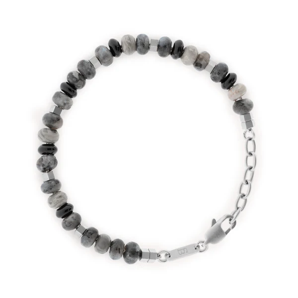 STEEL & BARNETT Herenarmband Cyrus Edelsteen Graphite 