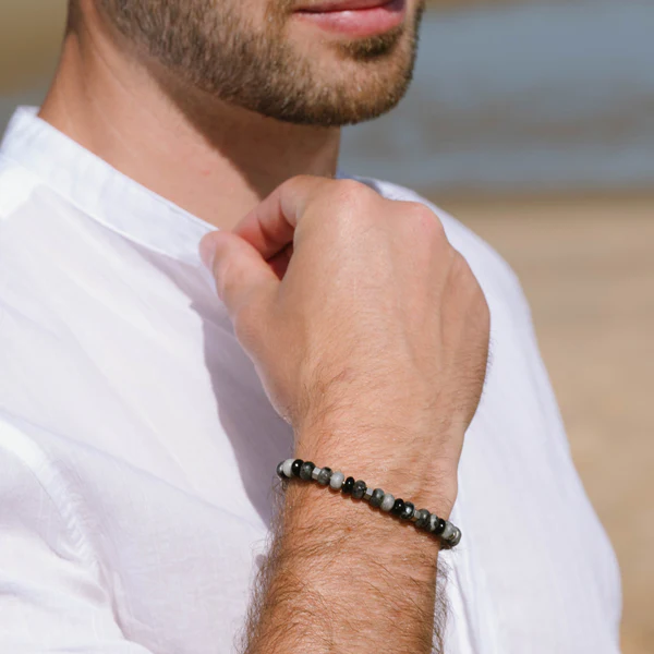 STEEL & BARNETT Herenarmband Cyrus Edelsteen Graphite  - Afbeelding 2