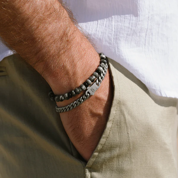 STEEL & BARNETT Herenarmband Cyrus Edelsteen Graphite  - Afbeelding 3