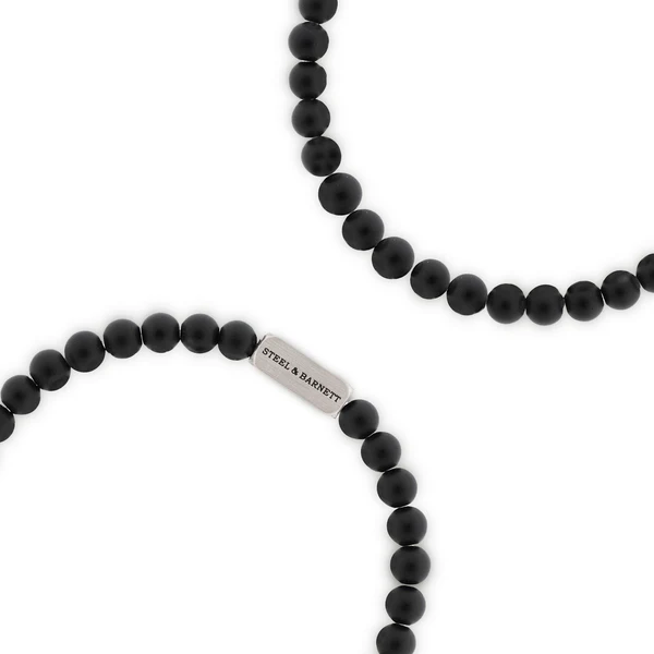 STEEL & BARNETT Armband Natural Ned 6mm Ronde Edelsteen Mat Zwarte Onyx - Afbeelding 2