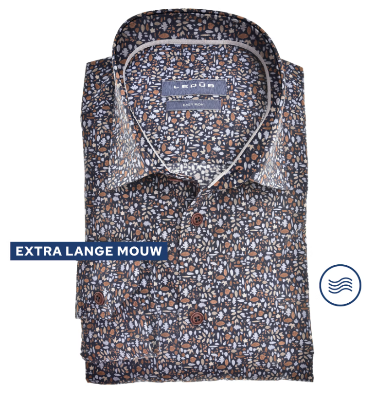 LEDUB Heren Overhemd Met Print  Modern Fit 