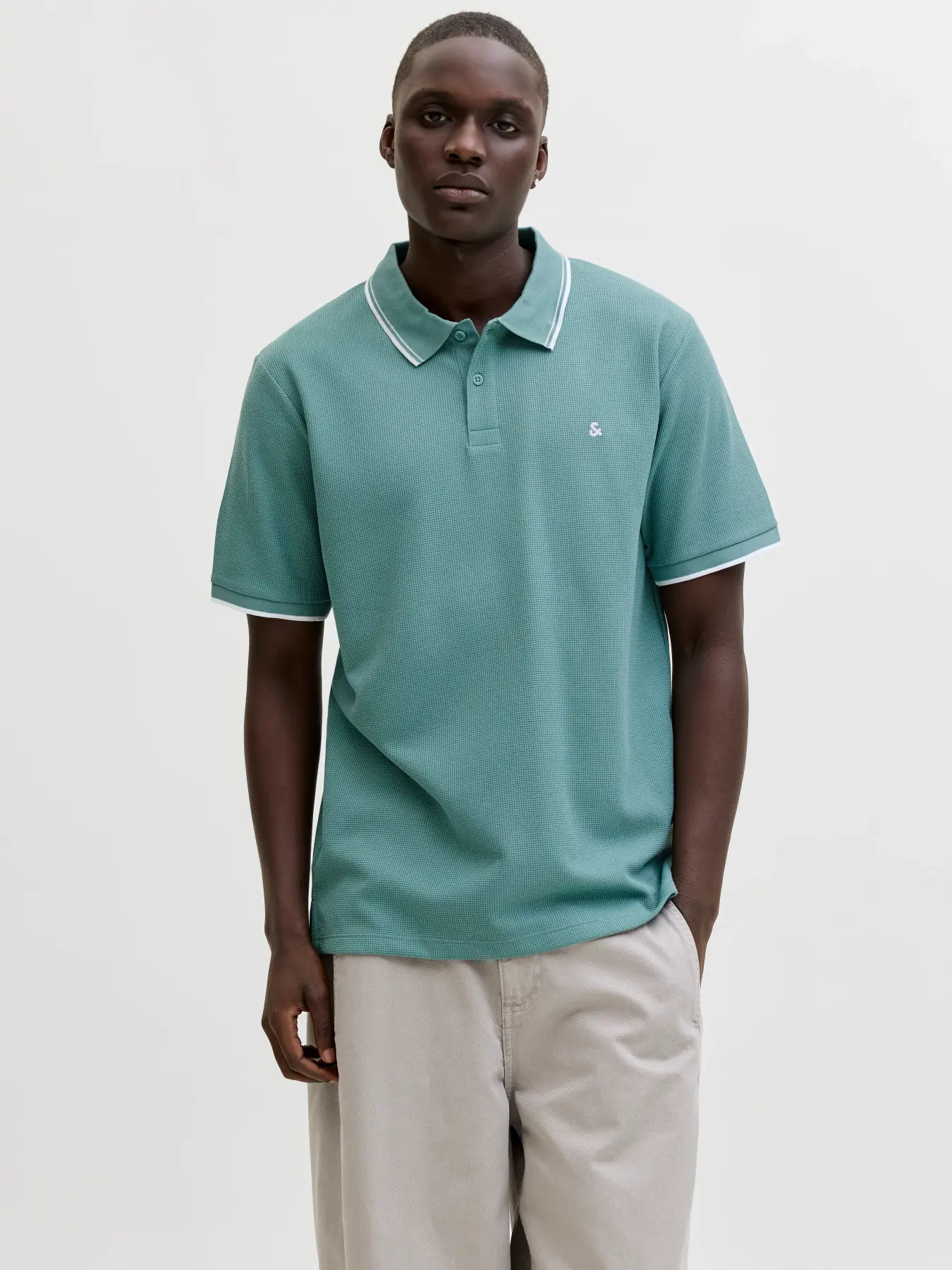 JACK & JONES Heren Poloshirt Logo Shirt Mineral Blue