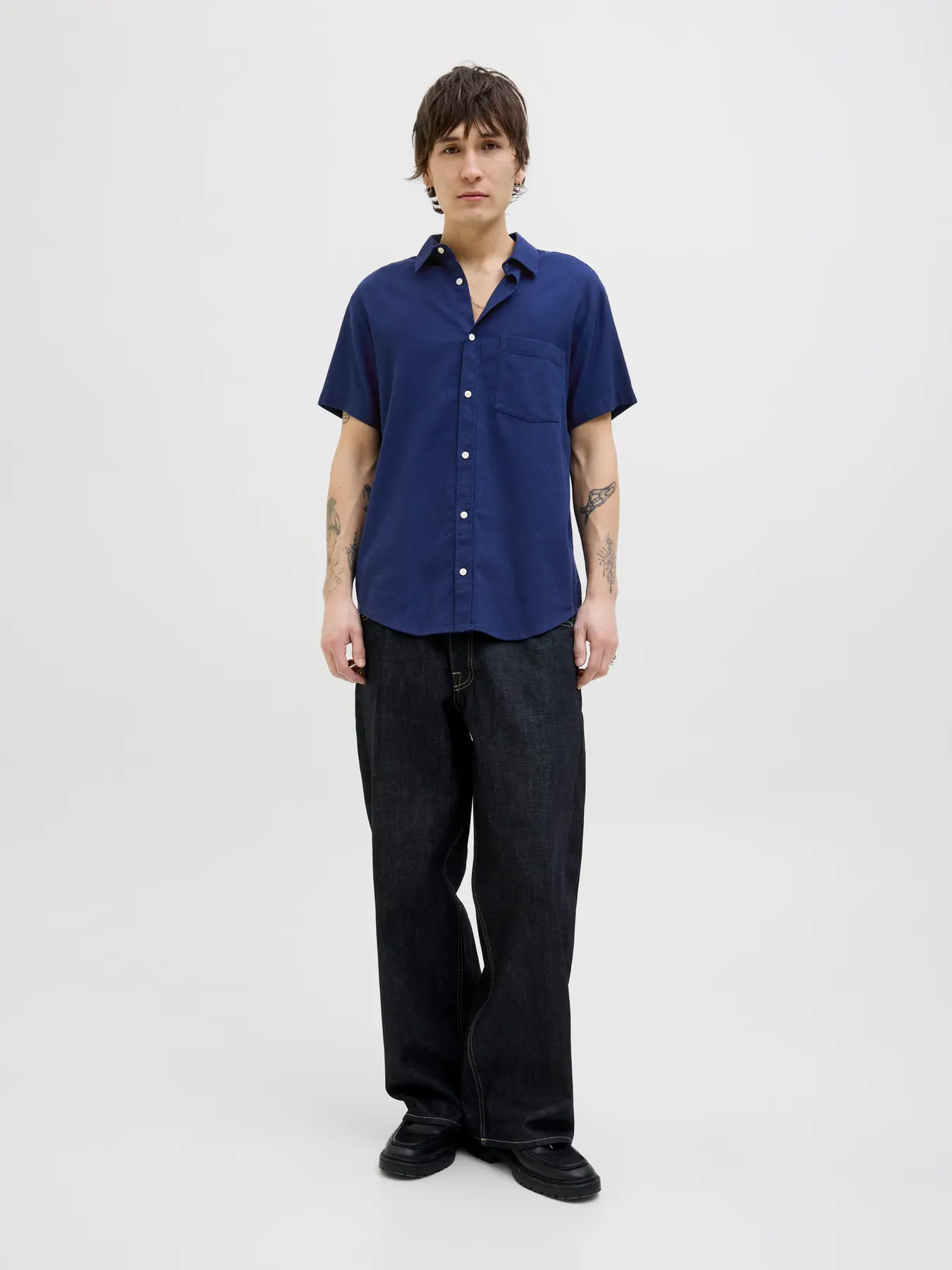 JACK & JONES Heren Overhemd Korte Mouwen Dobby Ocean Carvern  - Afbeelding 1