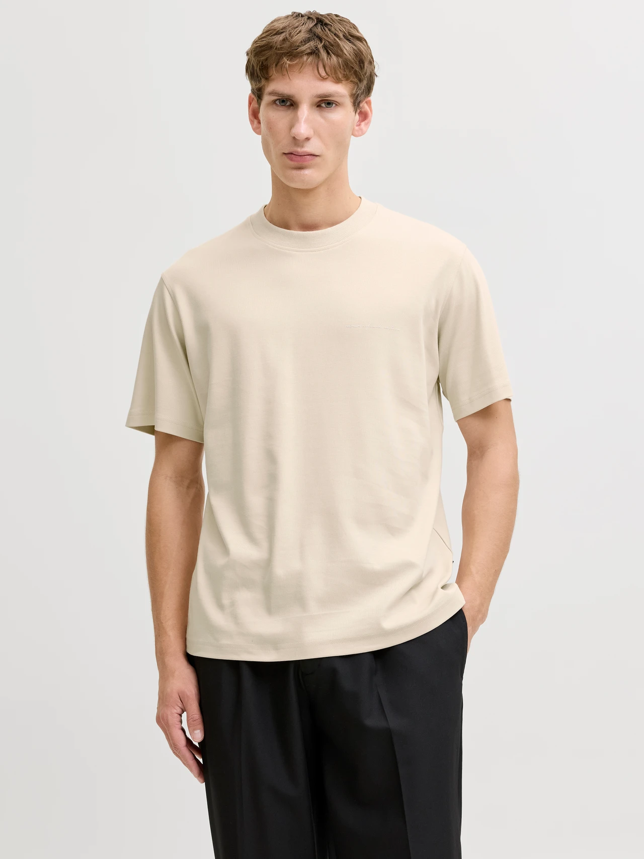 JACK & JONES Premium Heren T-Shirt Met Logo Beige 