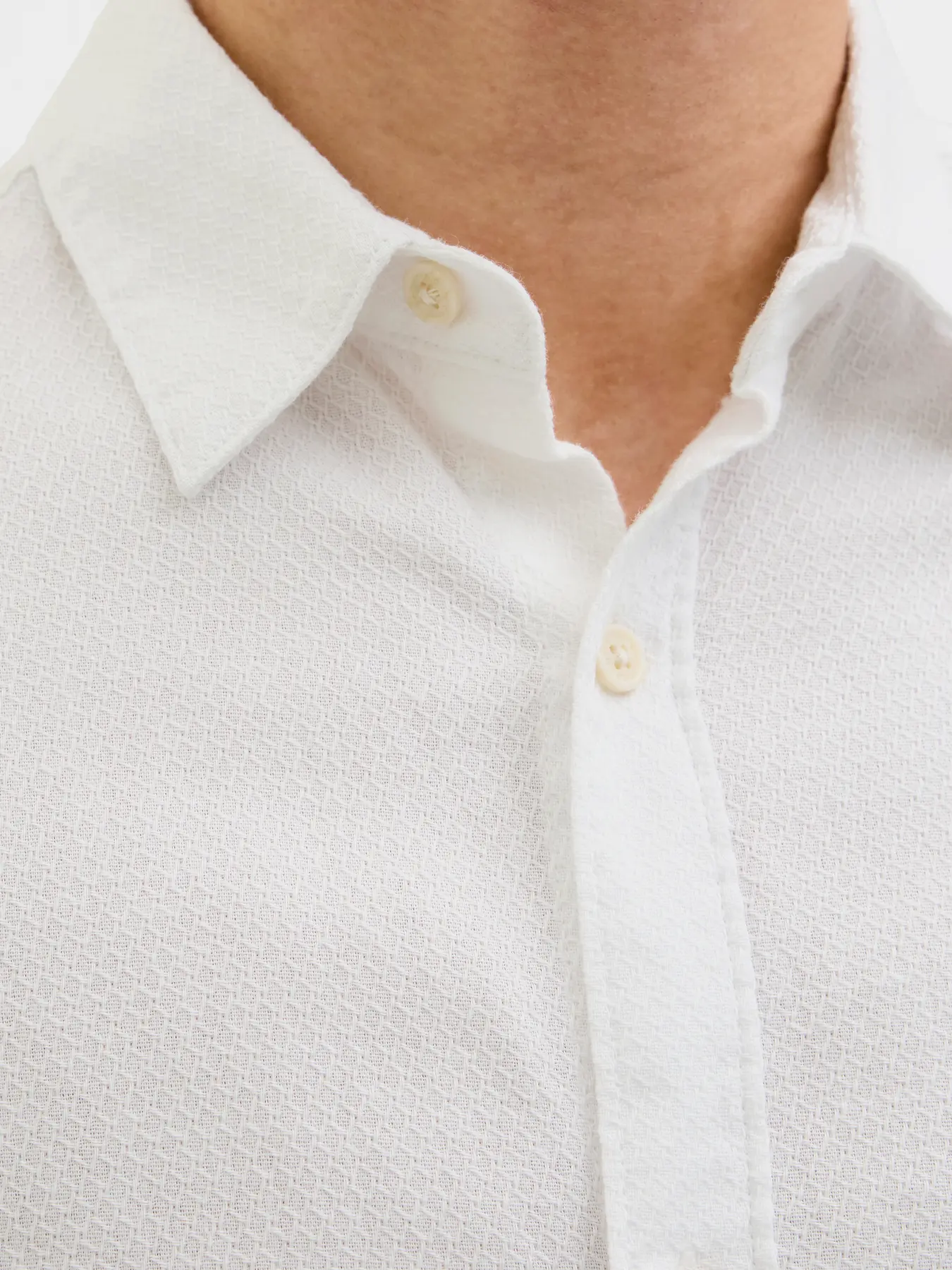JACK & JONES Heren Overhemd Korte Mouwen Dobby Cloud Dancer  - Afbeelding 4