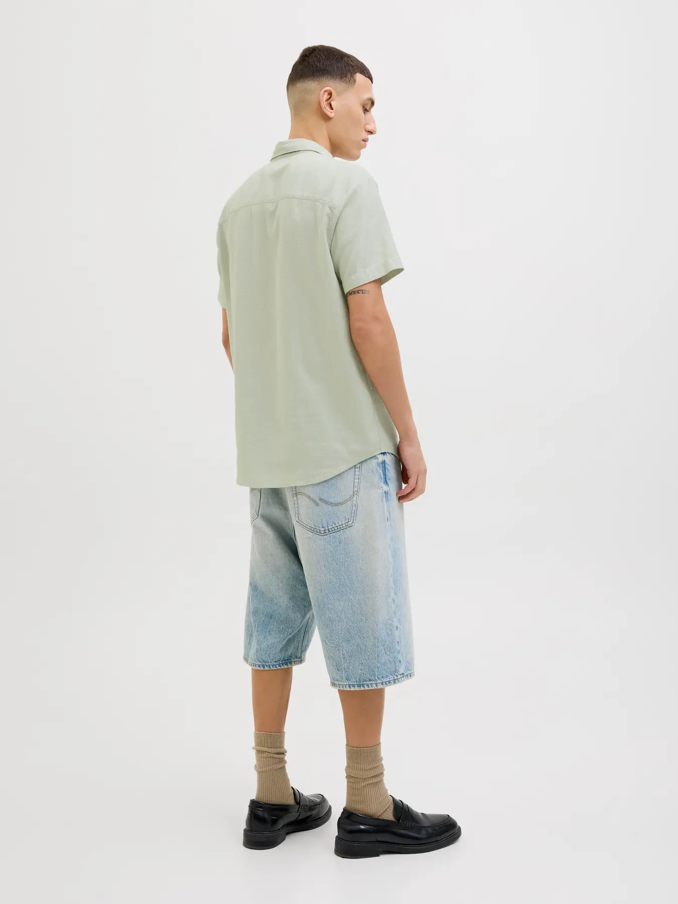 JACK & JONES Heren Overhemd Korte Mouwen Dobby Celadon Tint  - Afbeelding 1