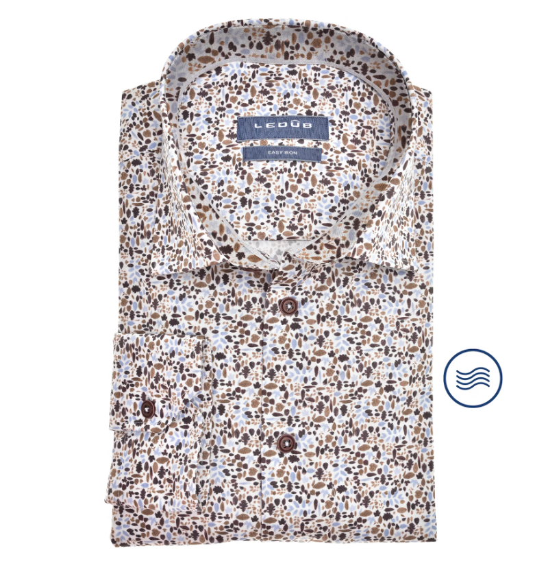 LEDUB Heren Overhemd Print Modern Fit 